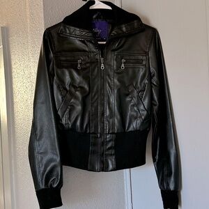 Faux Leather Bomber Biker Jacket
